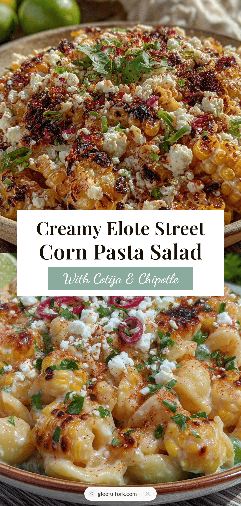 Creamy Elote Street Corn Pasta Salad recipe