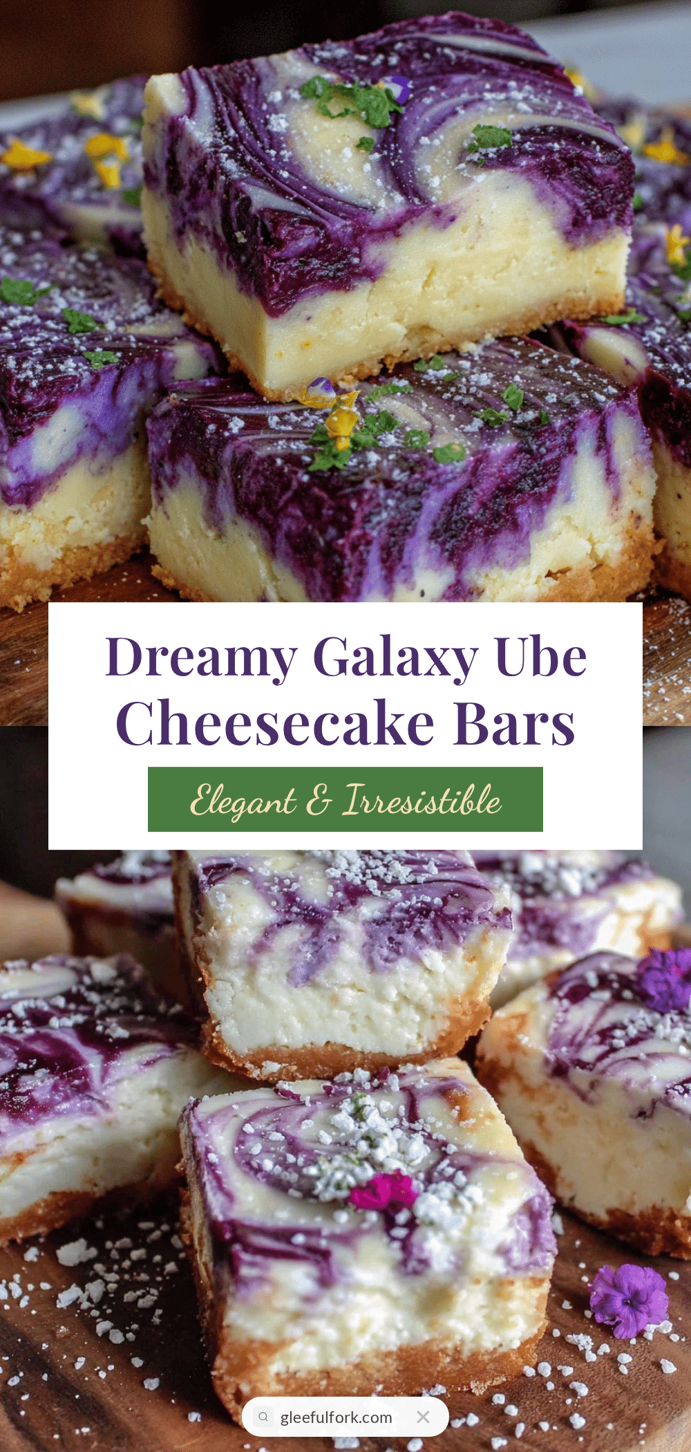 Dreamy Galaxy Ube Cheesecake Bars recipe