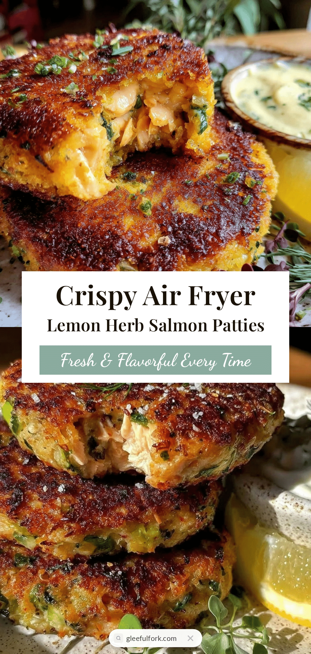 crispy air fryer lemon herb salmon patties recipe