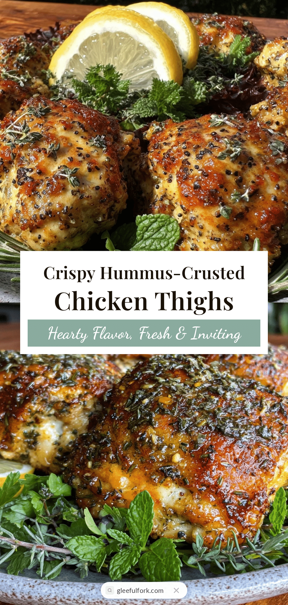 crispy hummus-crusted baked chicken thighs recipe