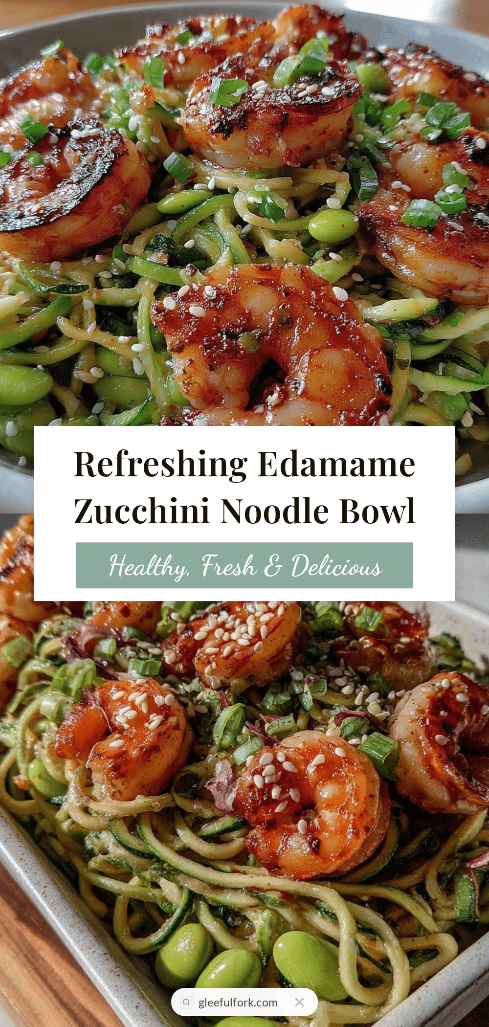 fresh cold edamame and zucchini noodle bowl recipe