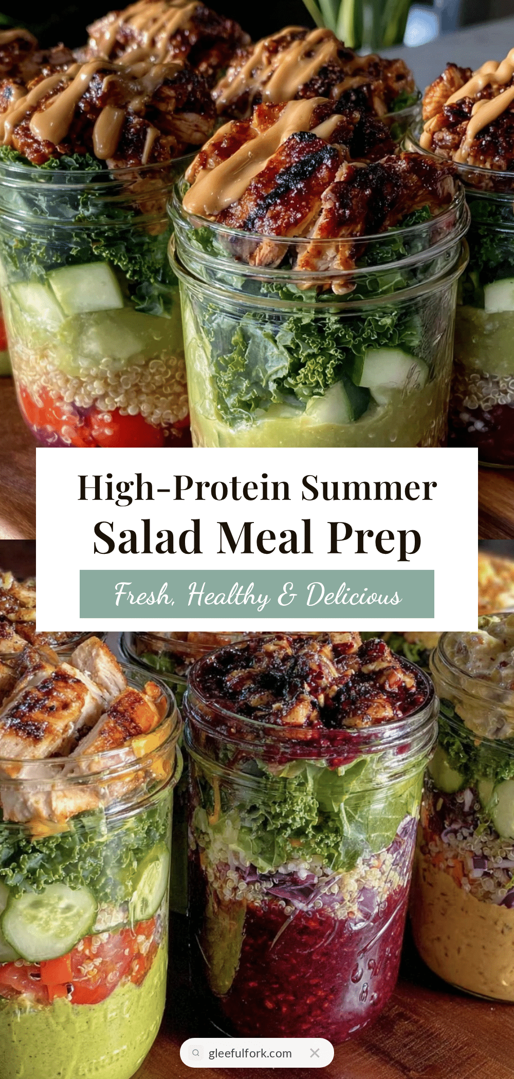 Healthy 5-Jar High-Protein Summer Salad Meal Prep recipe