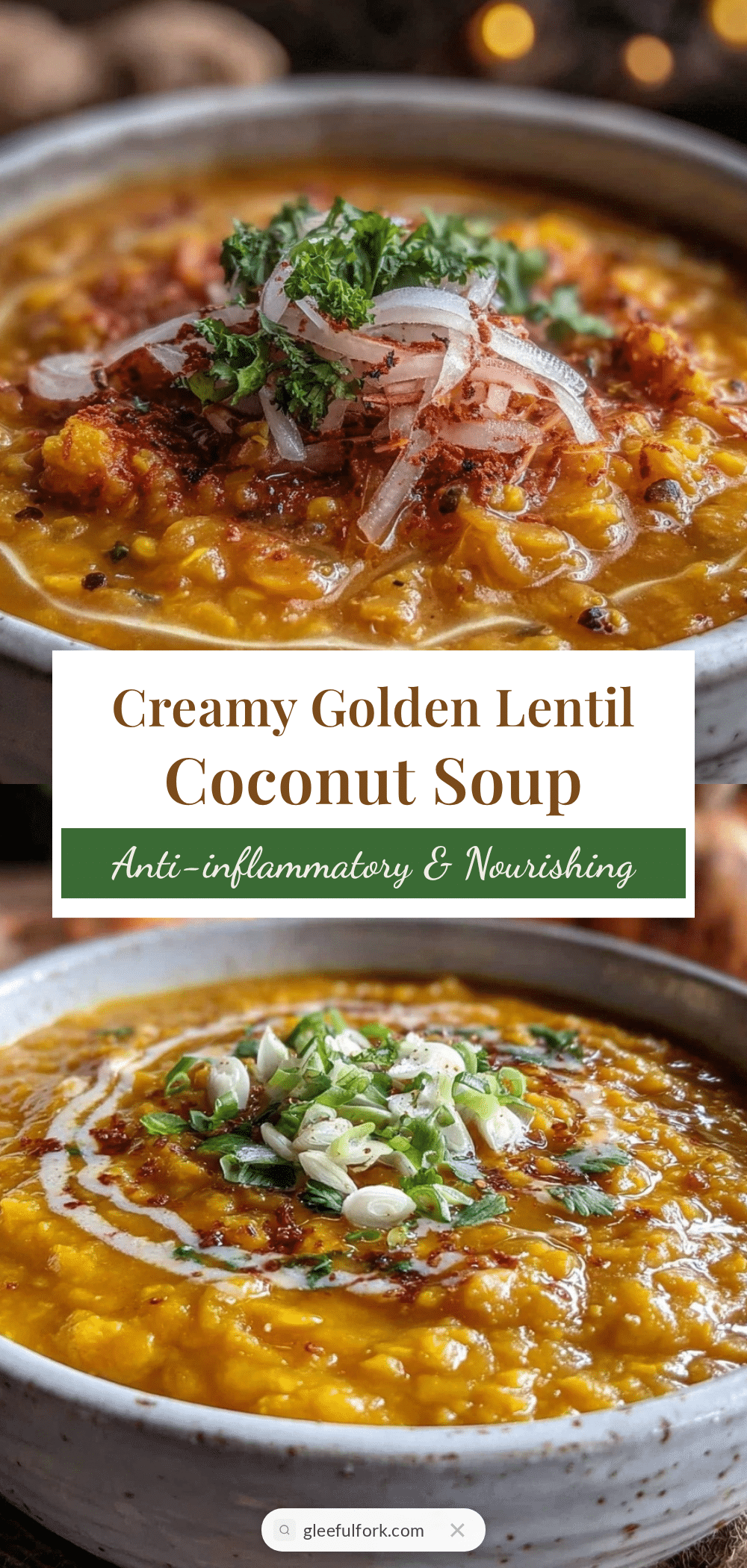 Healthy Anti-Inflammatory Golden Lentil Coconut Soup recipe