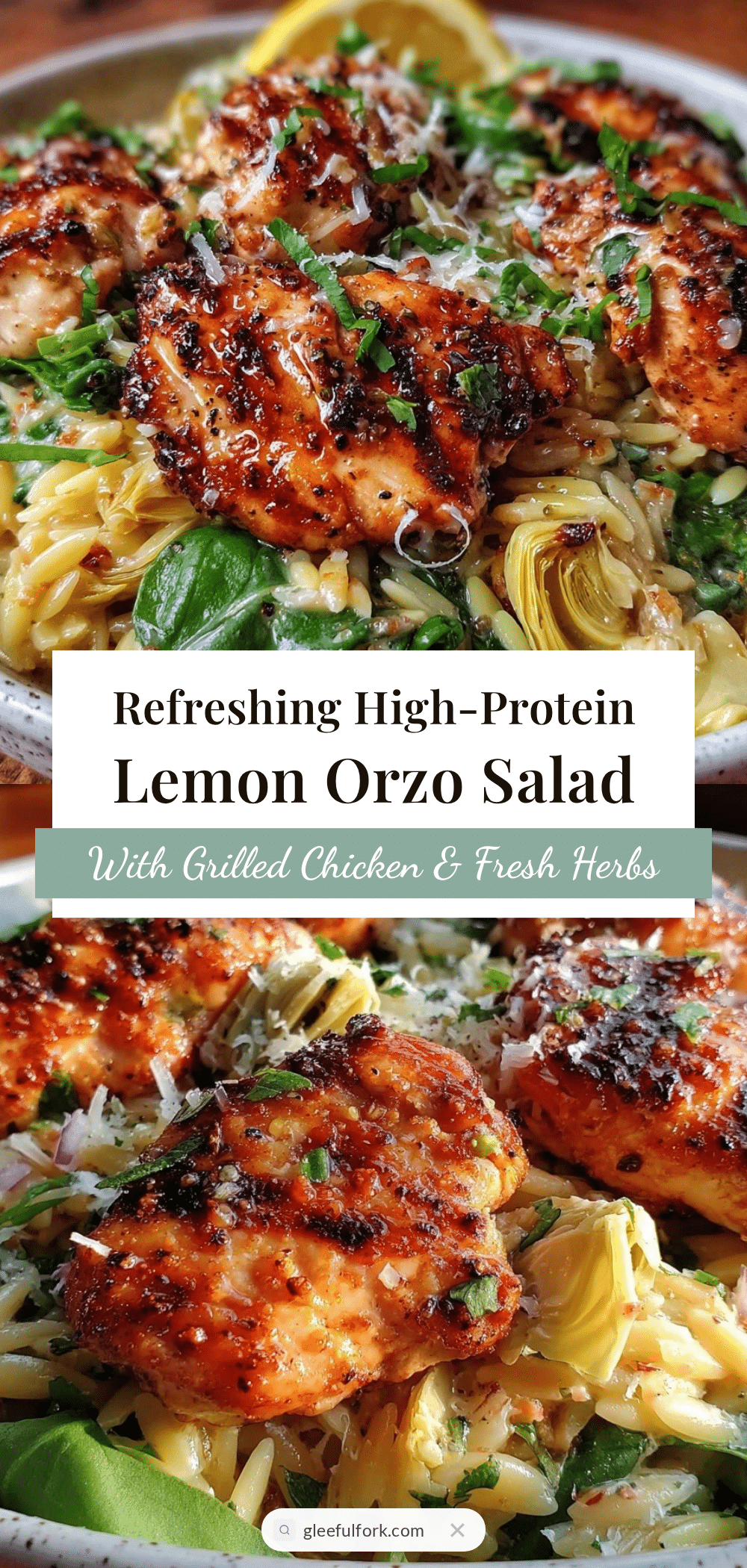 Healthy High-Protein Cold Lemon Orzo Salad recipe