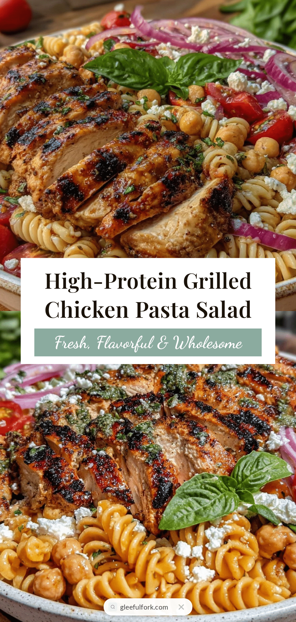 healthy high-protein summer pasta salad recipe