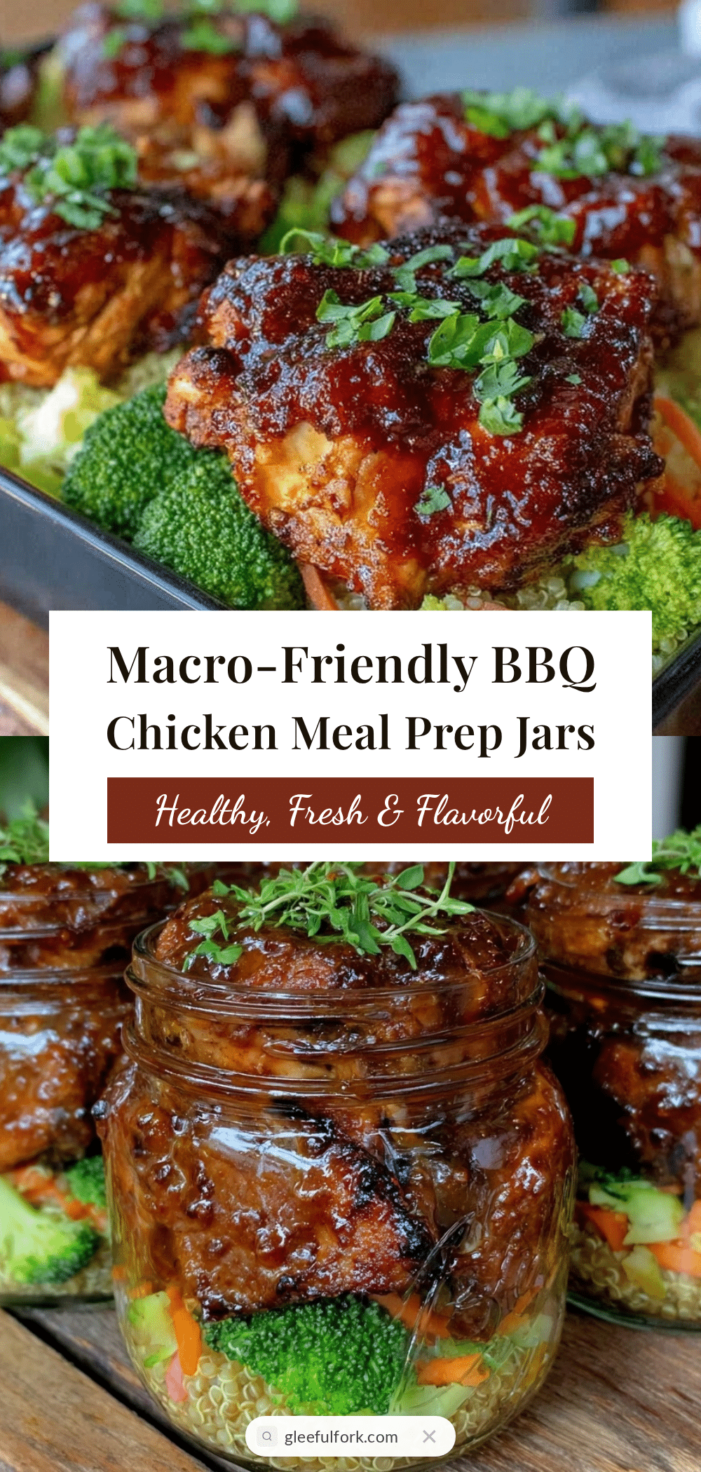 Healthy Macro-Friendly BBQ Chicken Meal Prep Jars recipe