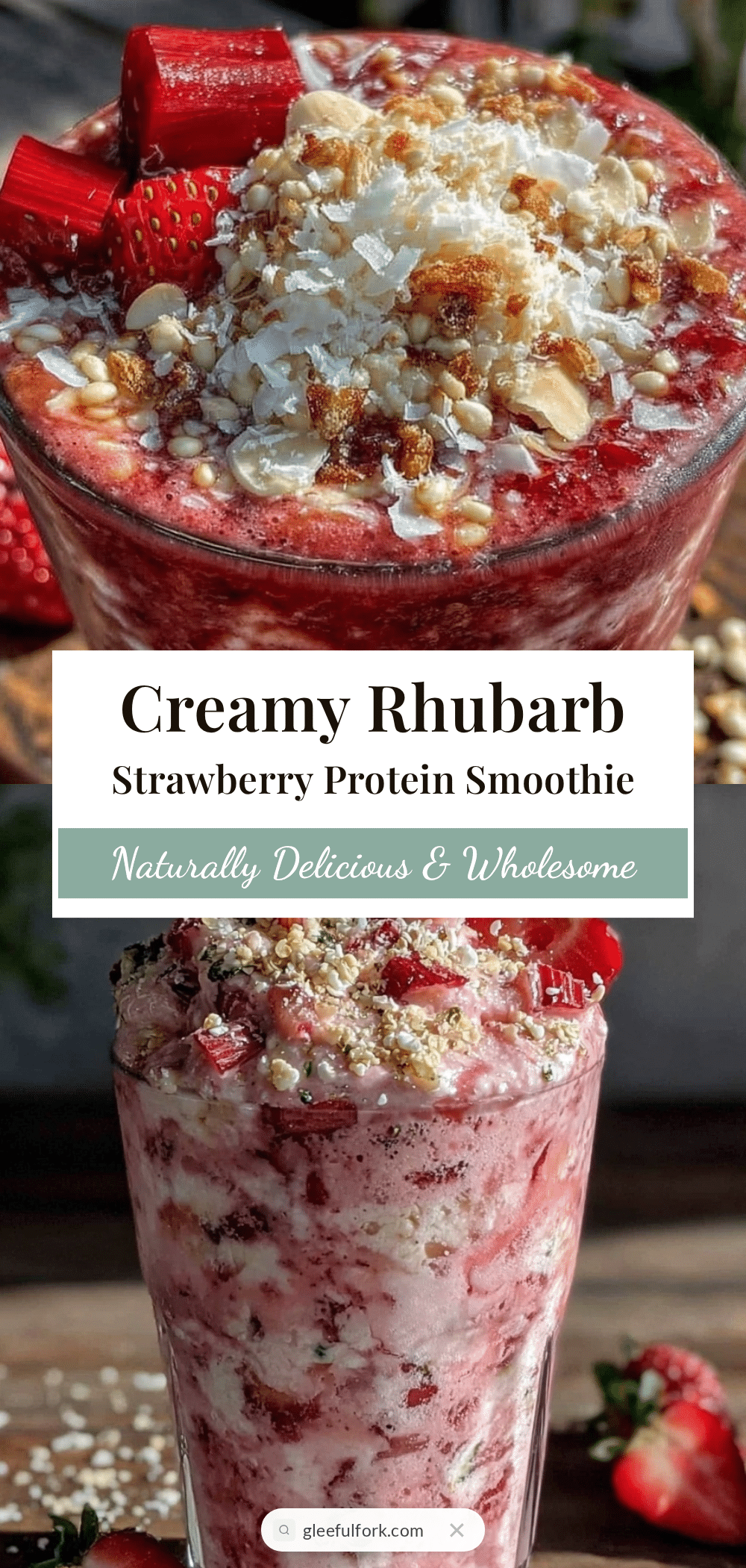 Healthy Rhubarb and Strawberry Protein Smoothie recipe