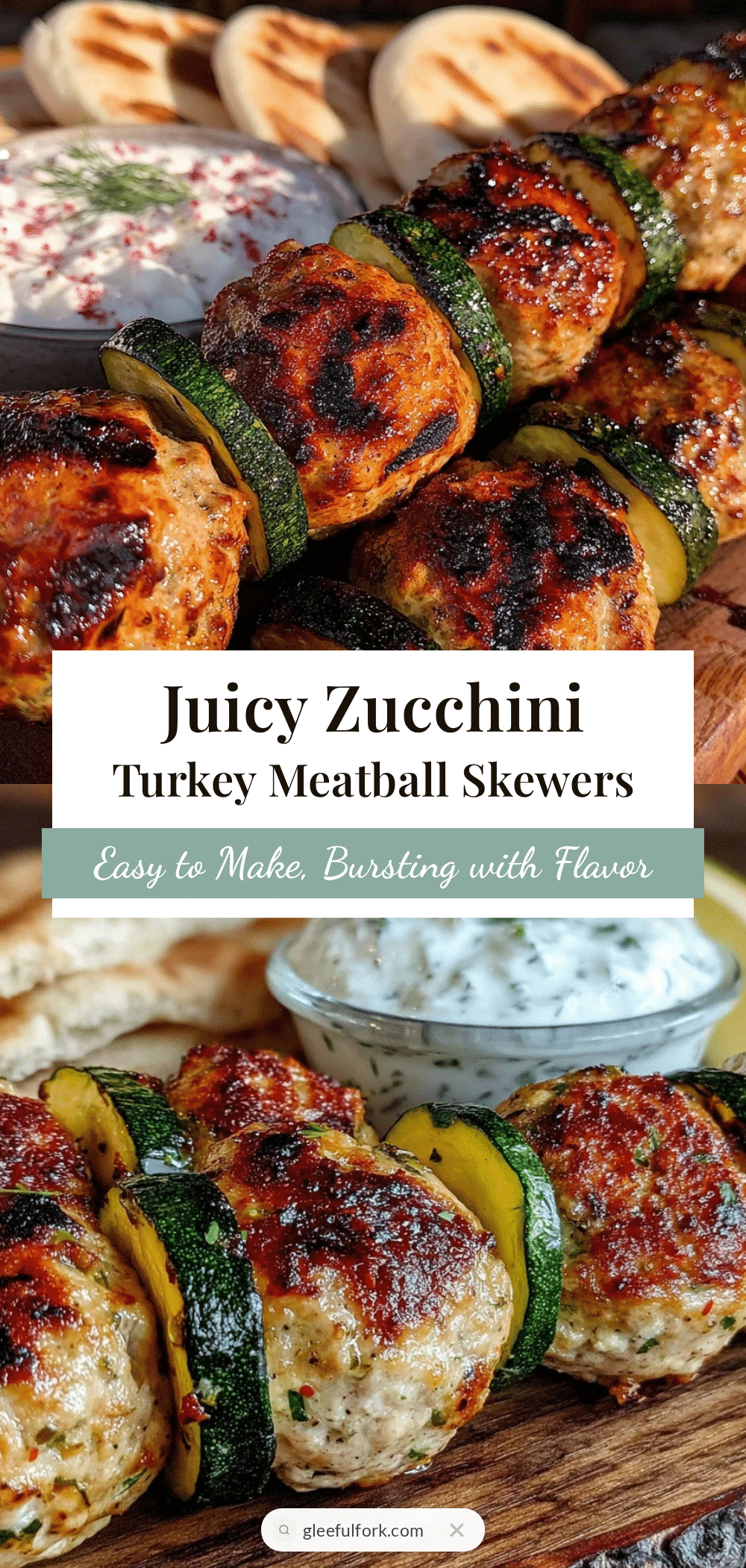 Healthy Zucchini Turkey Meatball Skewers recipe