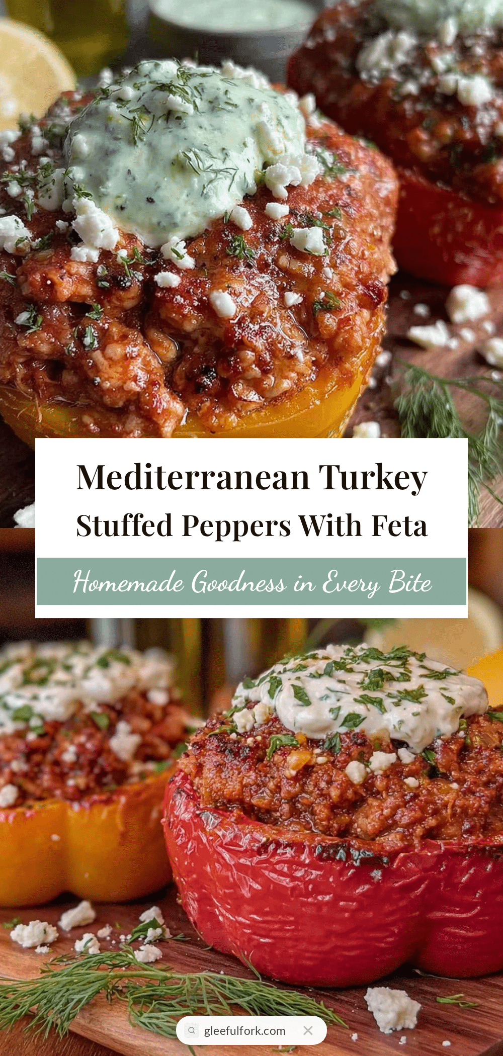 Mediterranean ground turkey stuffed peppers recipe