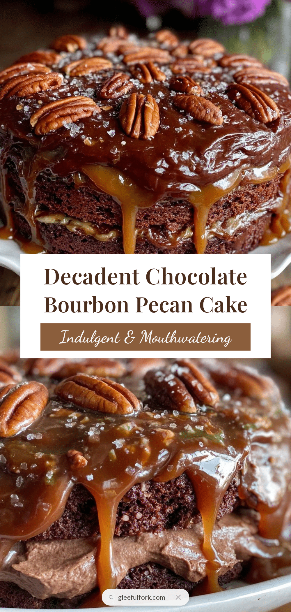 Chocolate Bourbon Pecan Layer Cake recipe