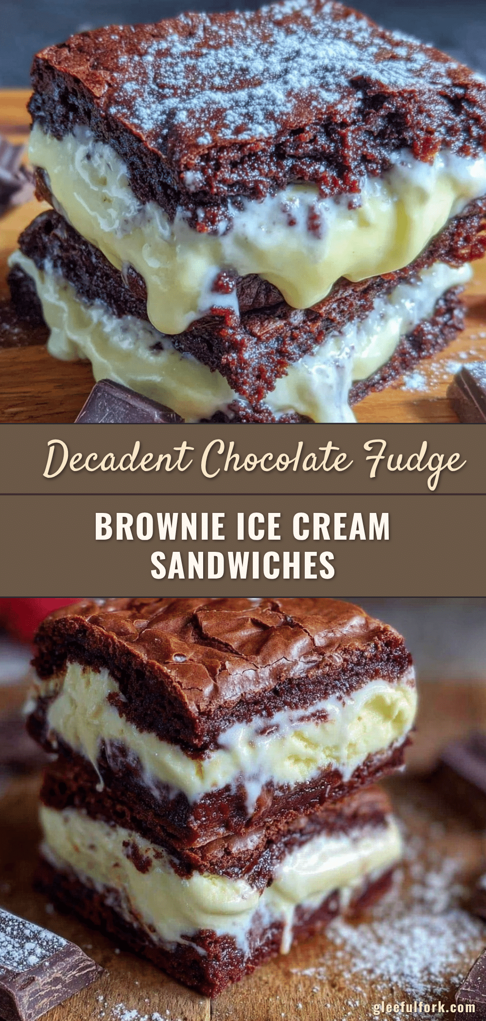chocolate fudge brownie ice cream sandwiches recipe