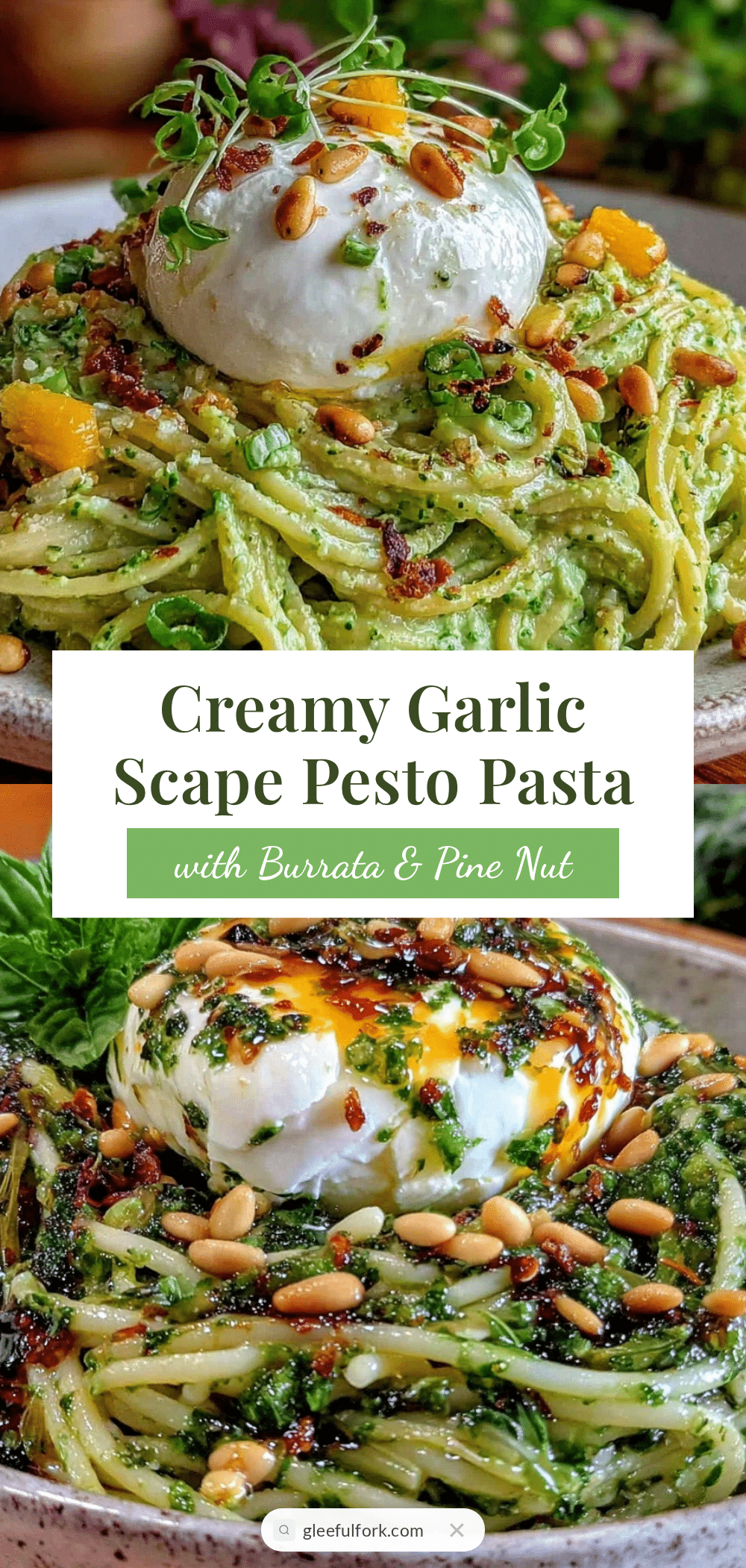 creamy garlic scape pesto pasta recipe