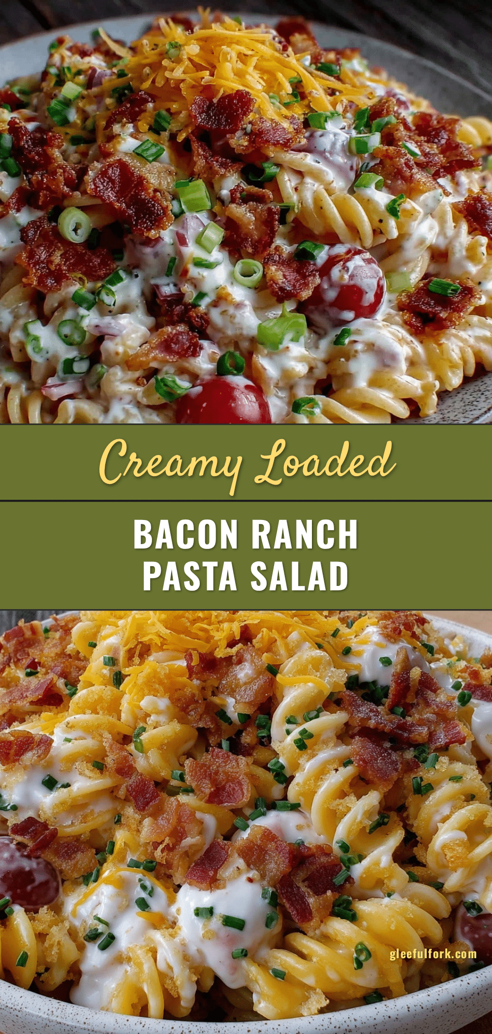 creamy loaded bacon ranch pasta salad recipe