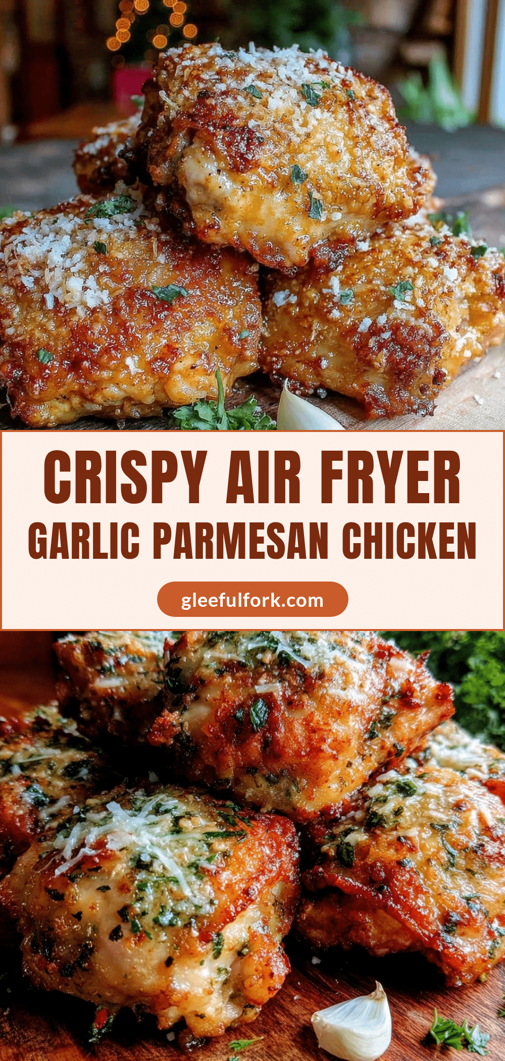crispy garlic parmesan chicken thighs air fryer recipe