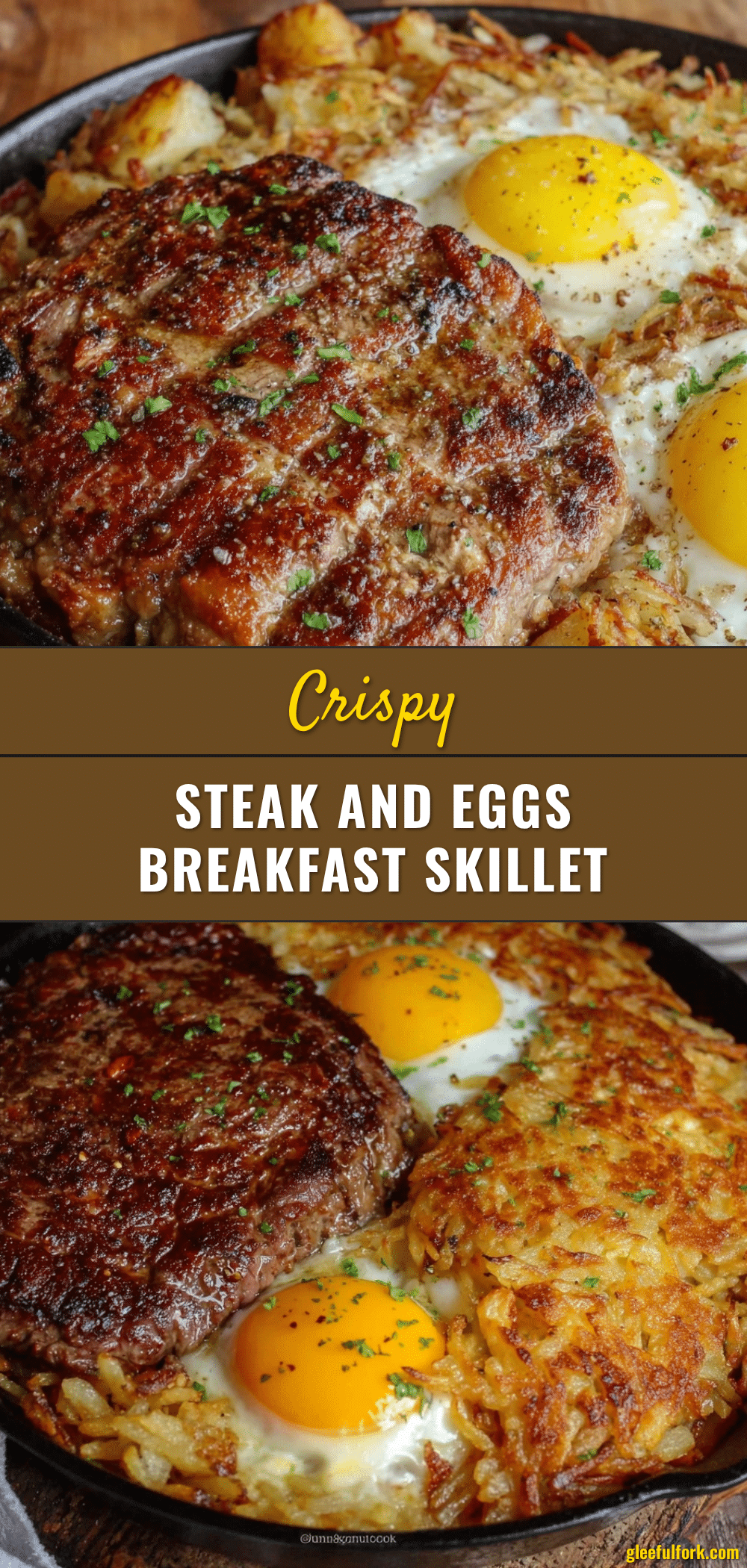 crispy steak and eggs breakfast skillet recipe
