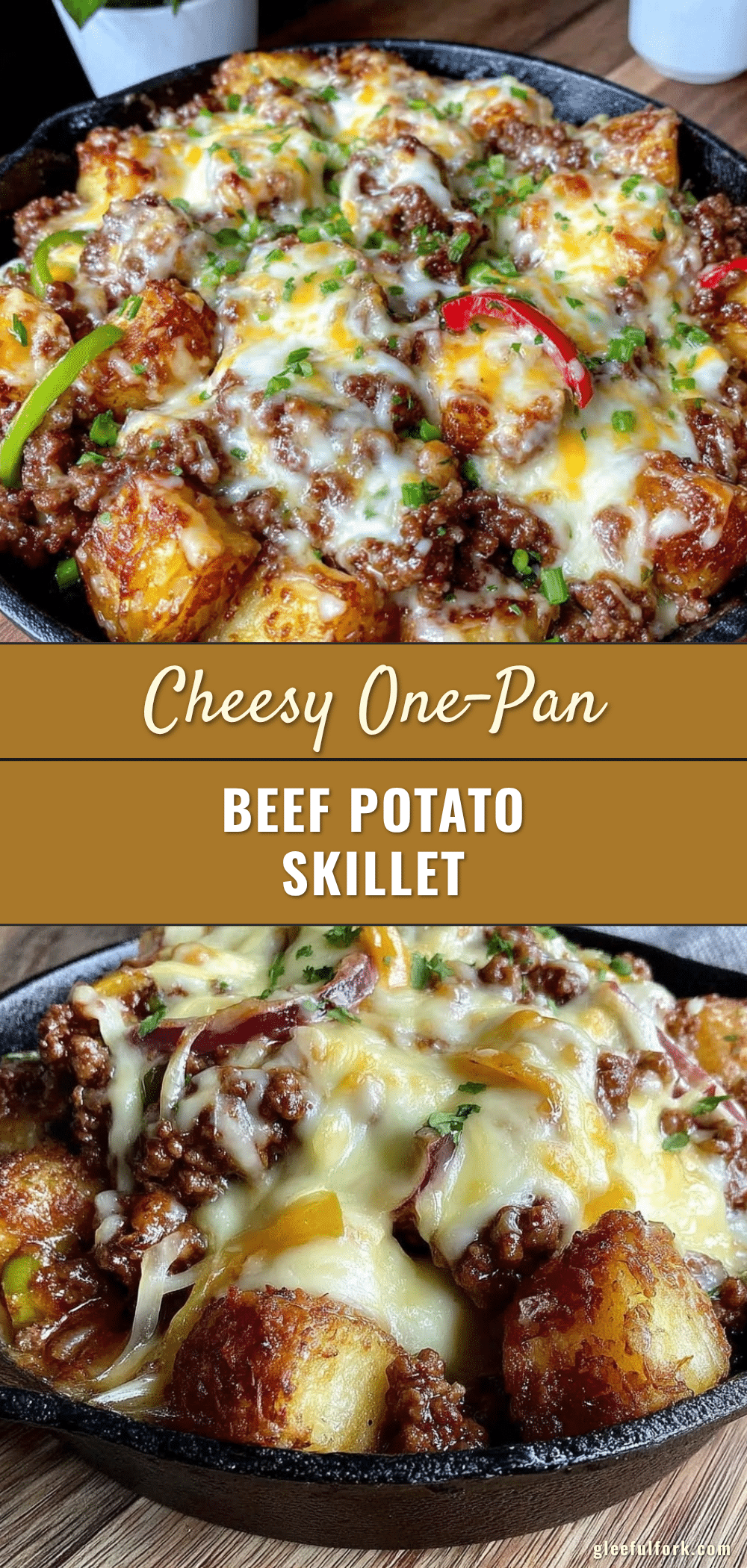 cozy cheesy ground beef and potato skillet recipe