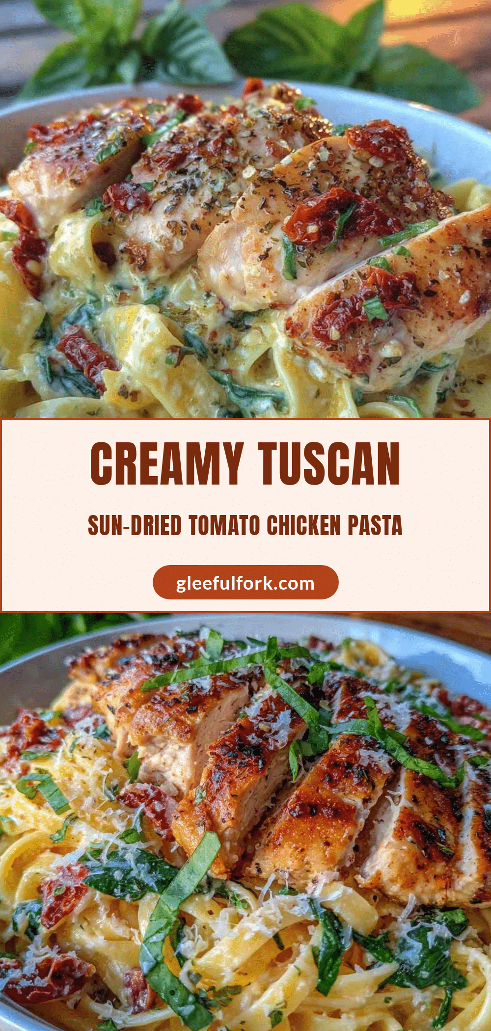 Creamy Tuscan Sun-Dried Tomato Chicken Pasta recipe