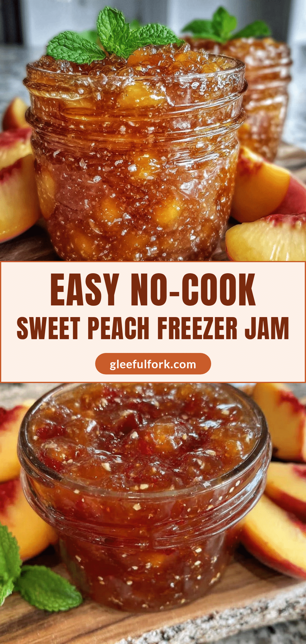 easy no cook peach freezer jam recipe