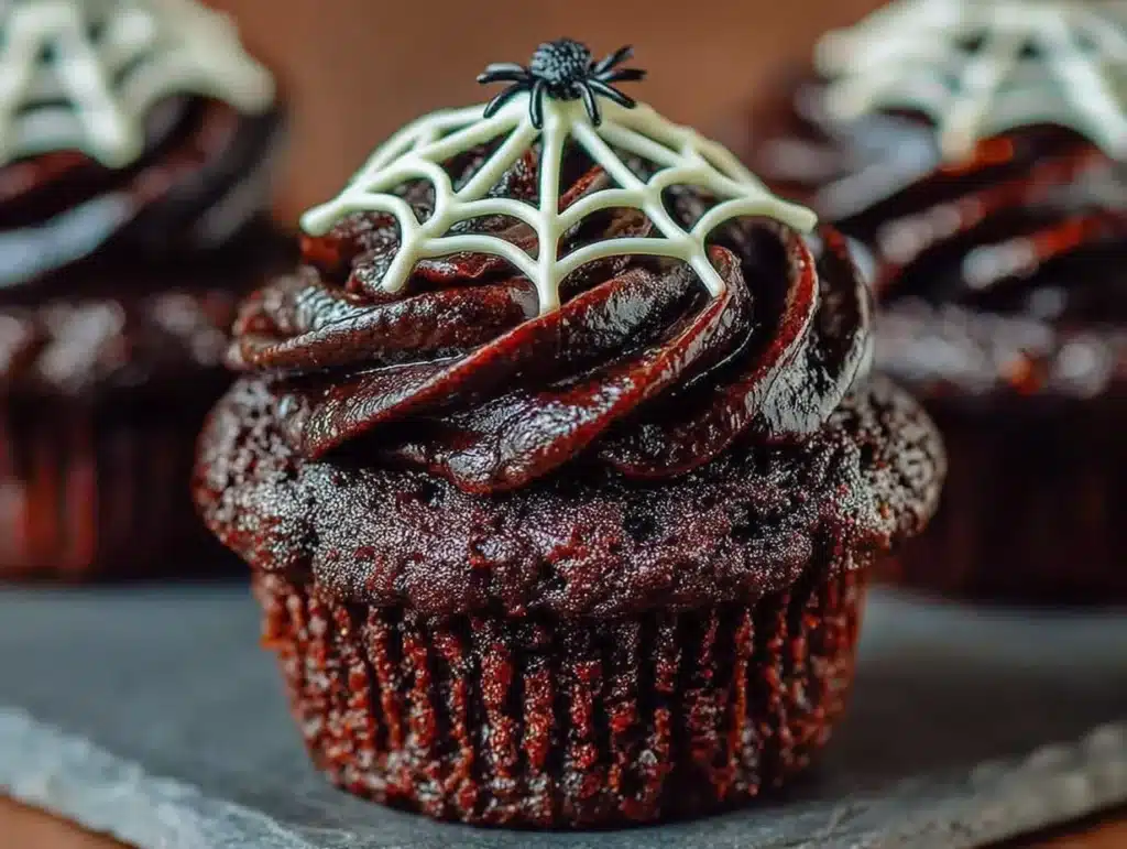 black velvet Halloween cupcakes - featured image