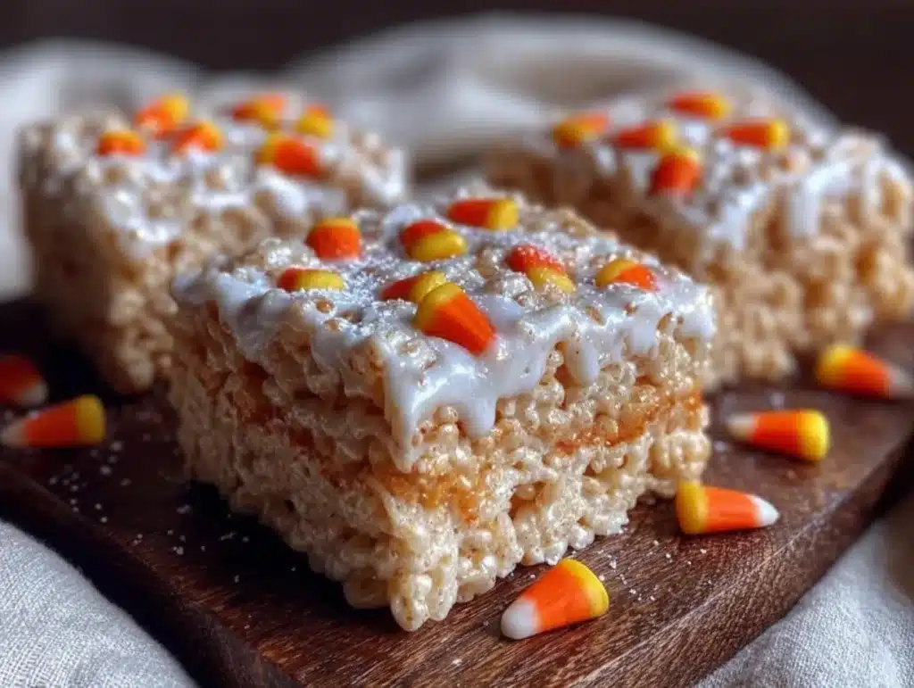candy corn rice krispie treats - featured image