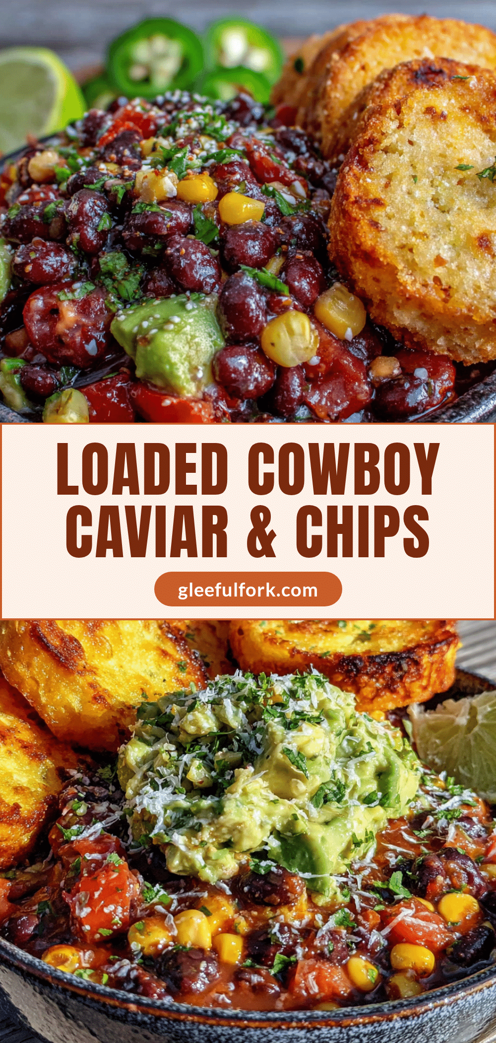 Cowboy Caviar with Cornbread Chips recipe
