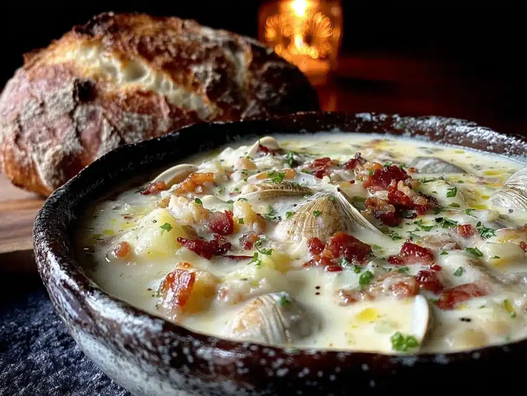 creamy New England clam chowder from scratch - featured image