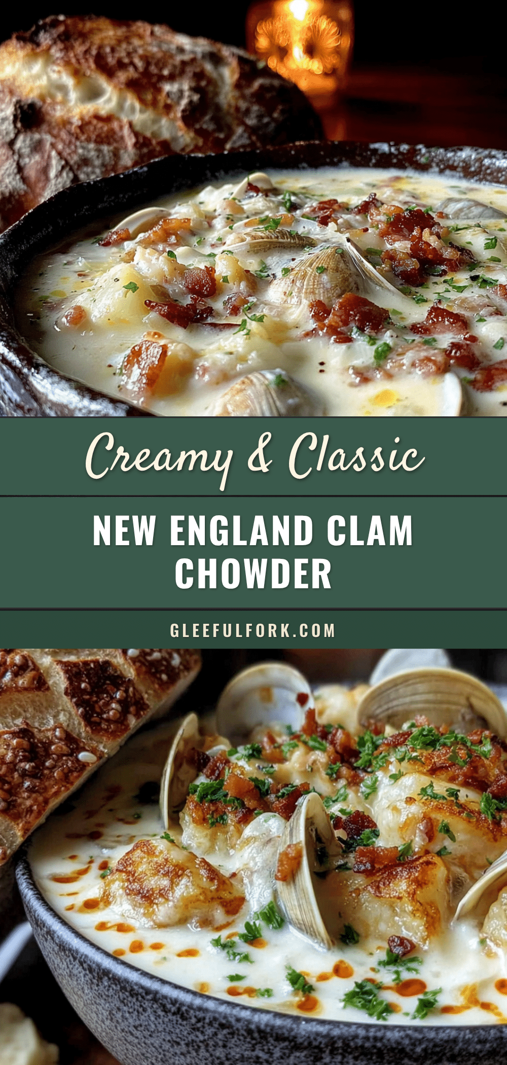 creamy New England clam chowder from scratch recipe