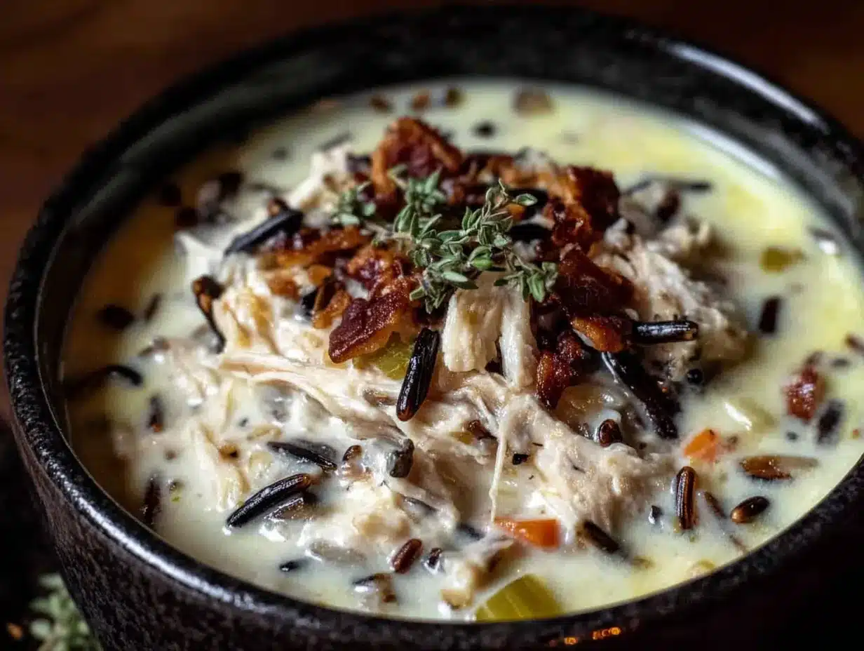 creamy slow cooker chicken and wild rice soup preparation steps