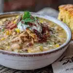 creamy slow cooker white chicken chili with hatch chilies - featured image