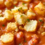 creamy tomato soup with grilled cheese croutons - featured image
