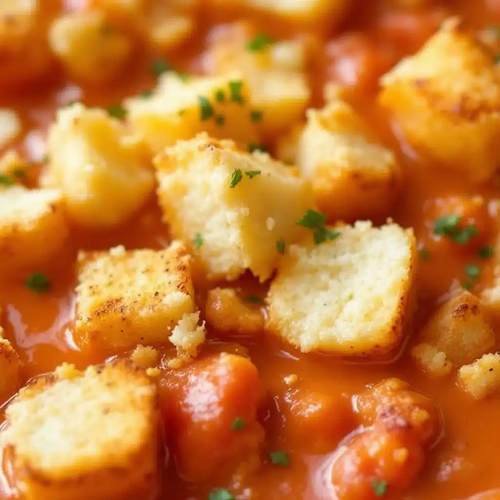 creamy tomato soup with grilled cheese croutons - featured image