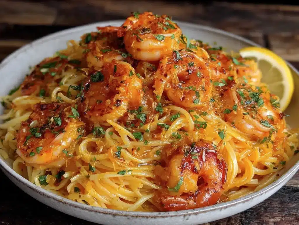 garlic butter shrimp pasta - featured image