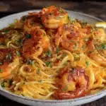 garlic butter shrimp pasta - featured image