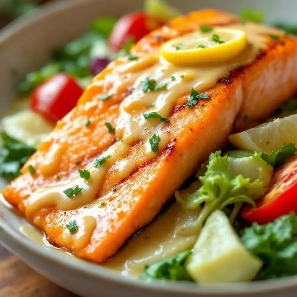 grilled salmon with lemon garlic butter - featured image