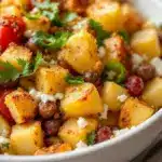 loaded baked potato salad for BBQ - featured image