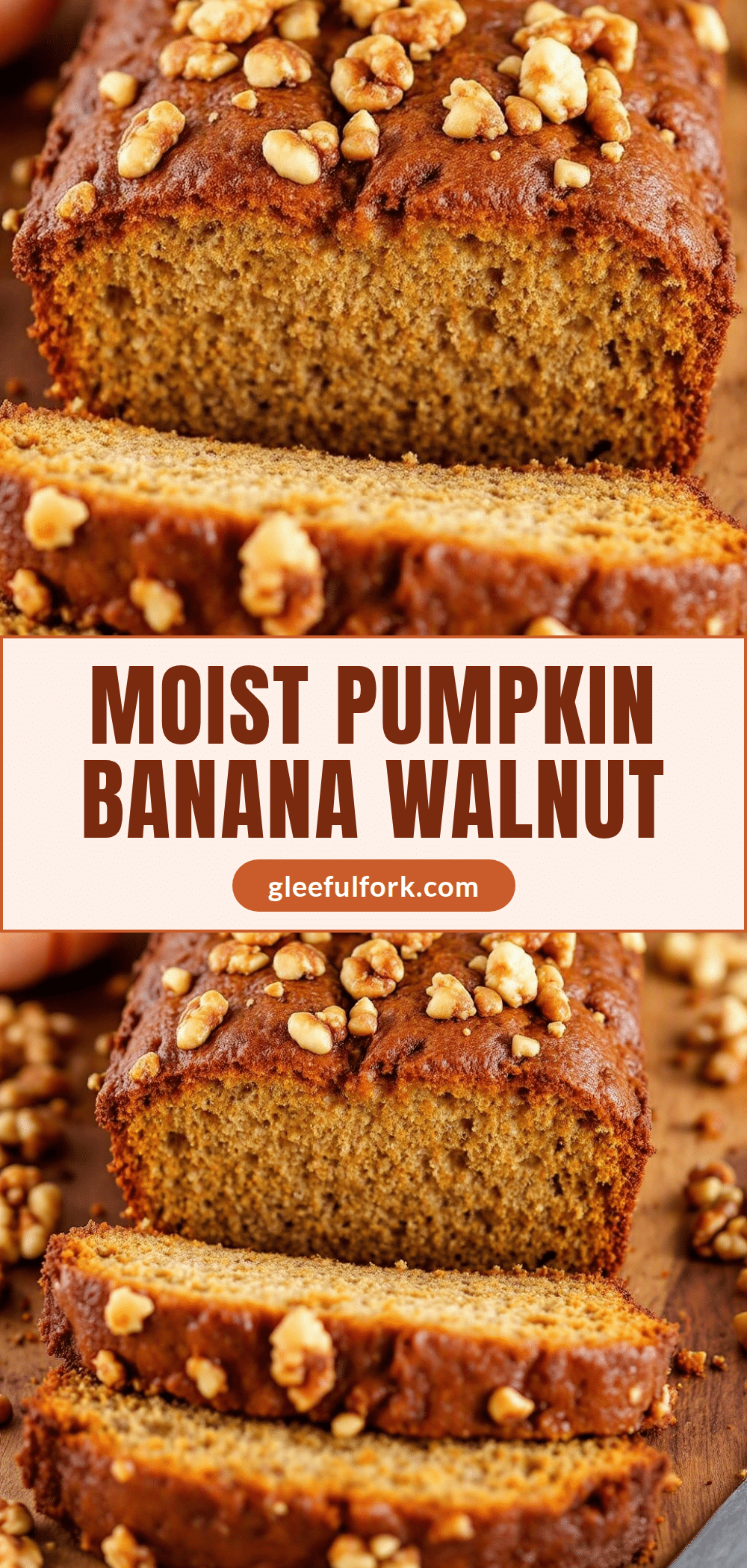 moist pumpkin banana walnut bread recipe