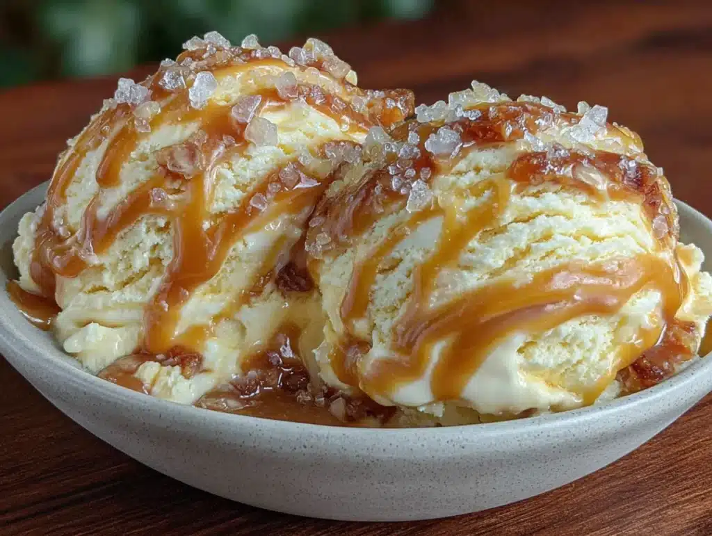 no-churn salted caramel ice cream - featured image