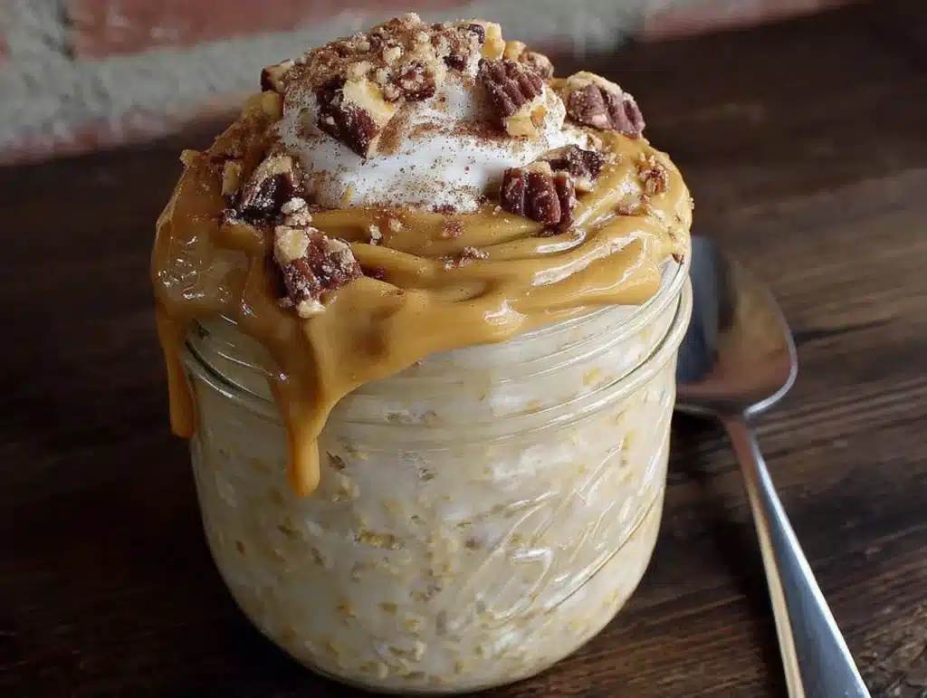 peanut butter protein overnight oats - featured image