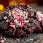 peppermint bark chocolate crinkle cookies - featured image