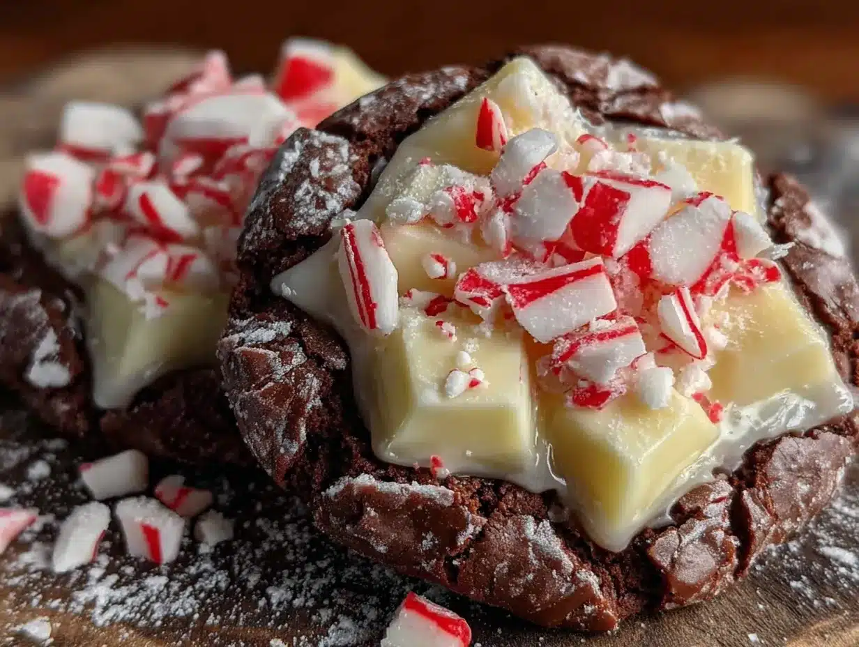 peppermint bark chocolate crinkle cookies preparation steps