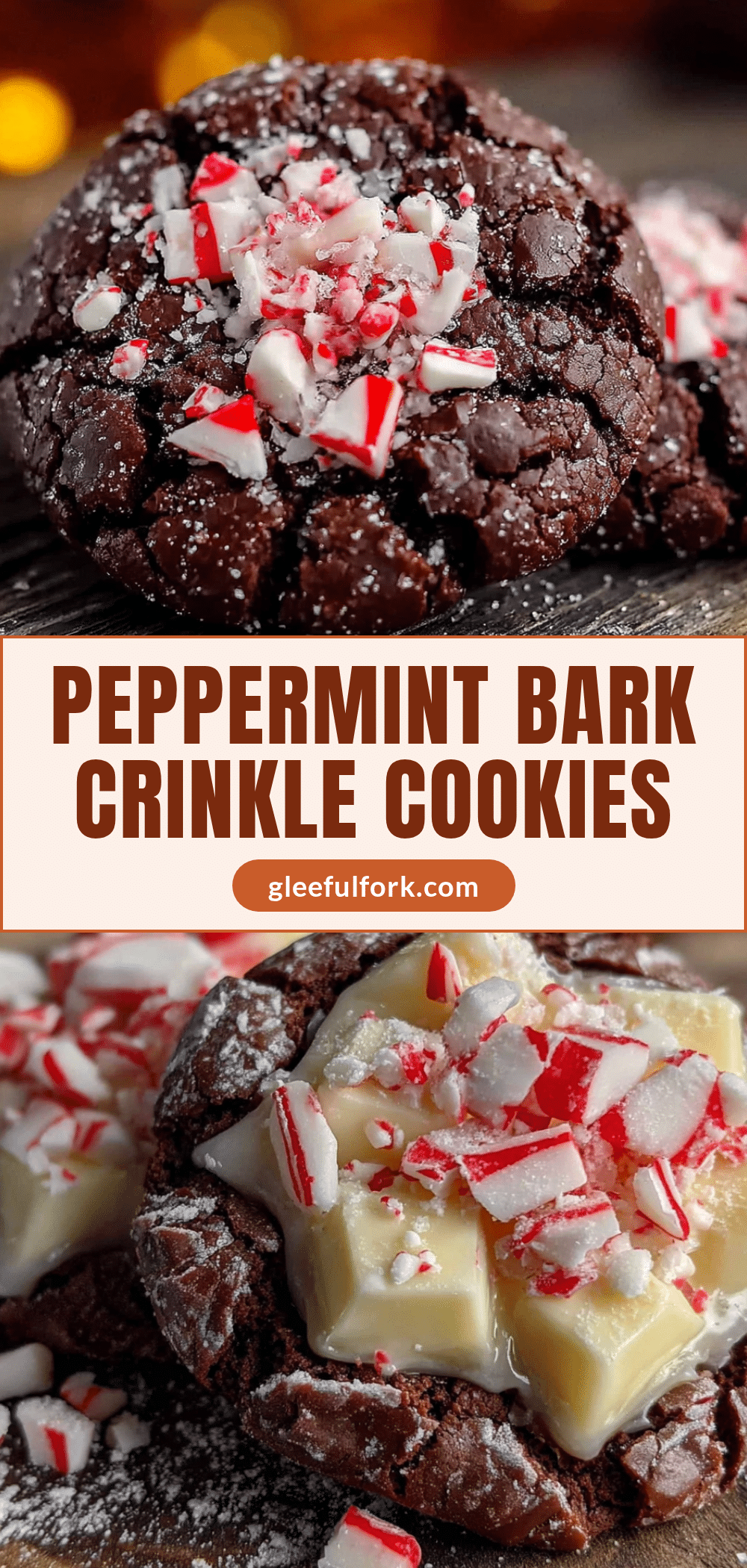 peppermint bark chocolate crinkle cookies recipe