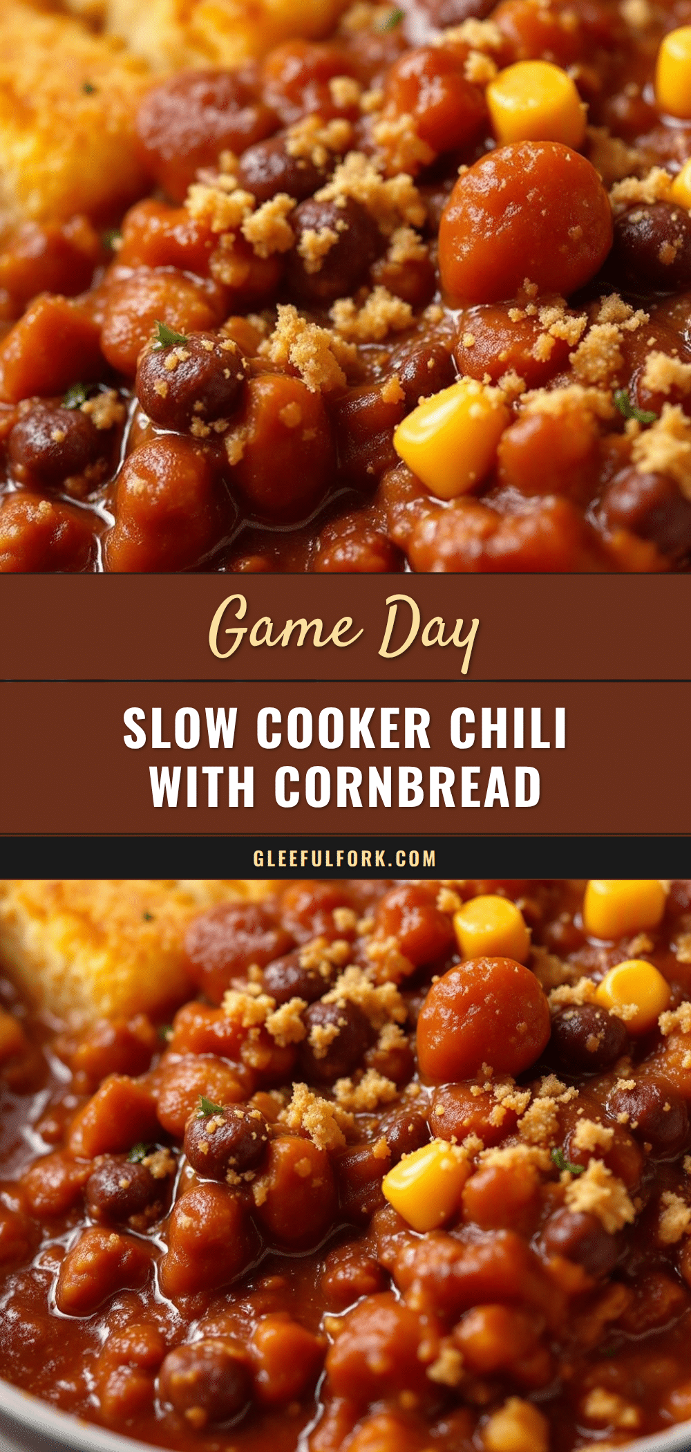 slow cooker football sunday chili with cornbread recipe