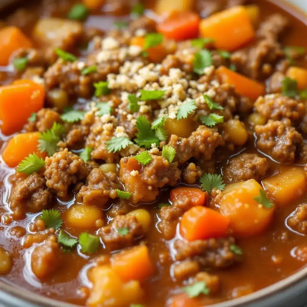 slow cooker ground beef and vegetable soup preparation steps