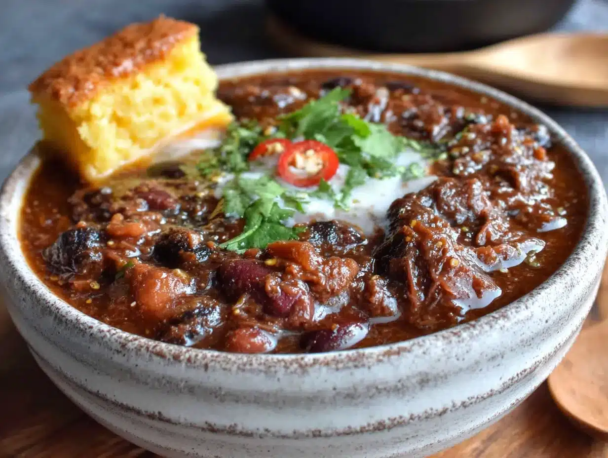 smoky three-bean chili con carne preparation steps