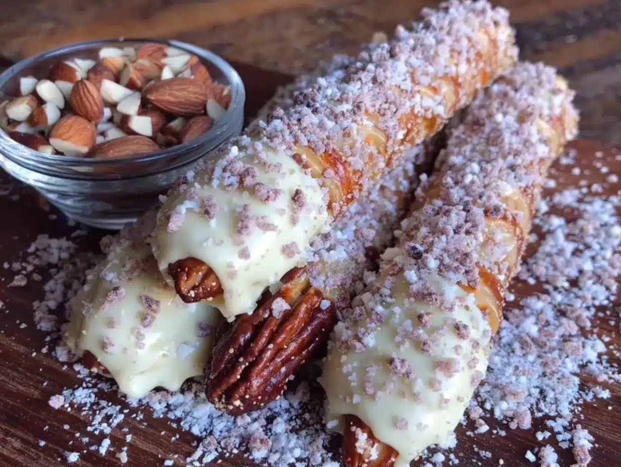 white chocolate witch finger pretzels preparation steps
