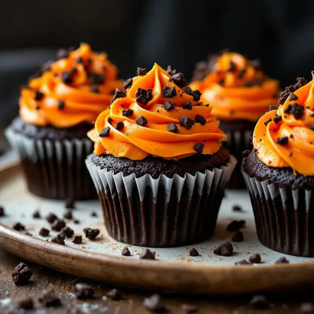 black cocoa Halloween cupcakes preparation steps