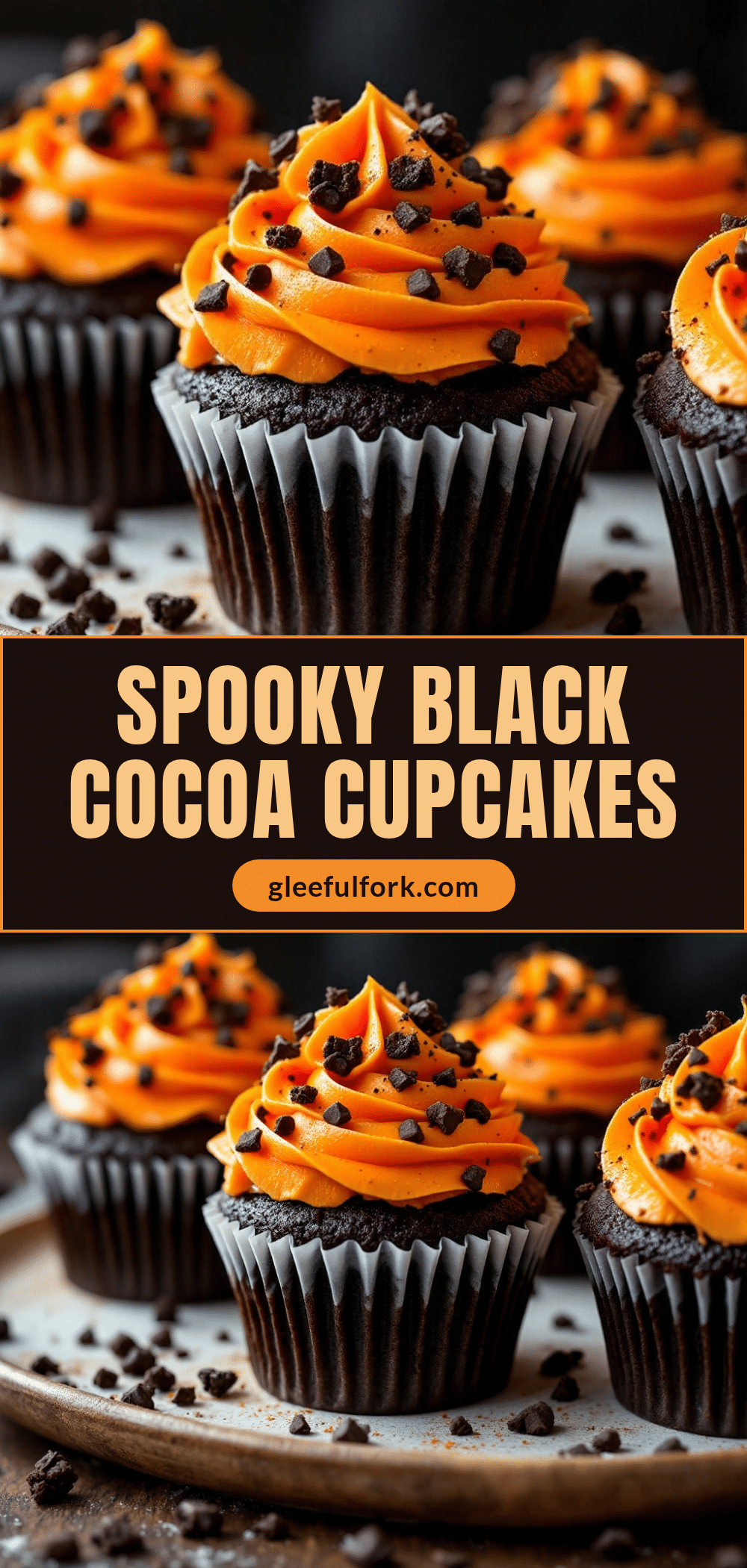 black cocoa Halloween cupcakes recipe