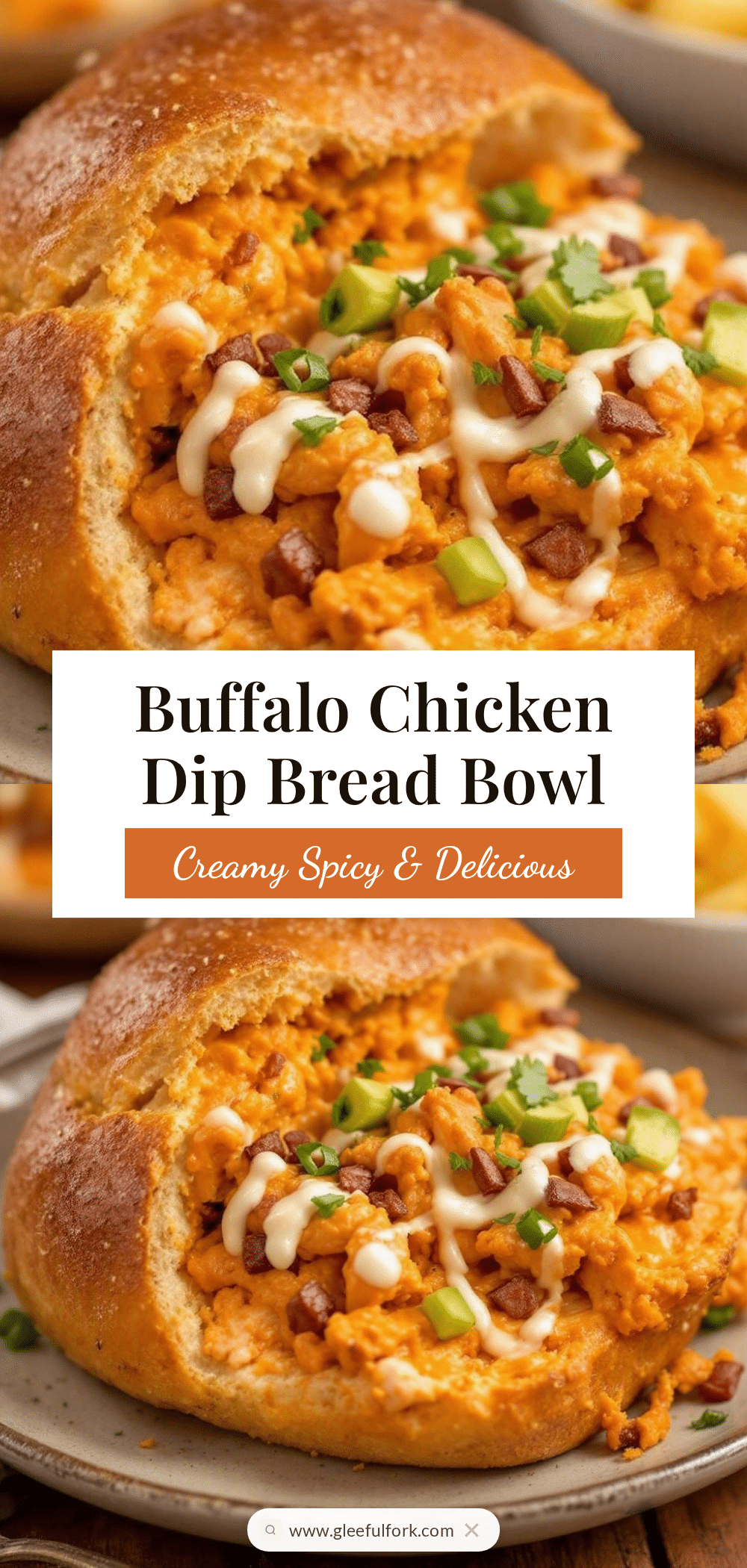 buffalo chicken dip stuffed bread bowl recipe