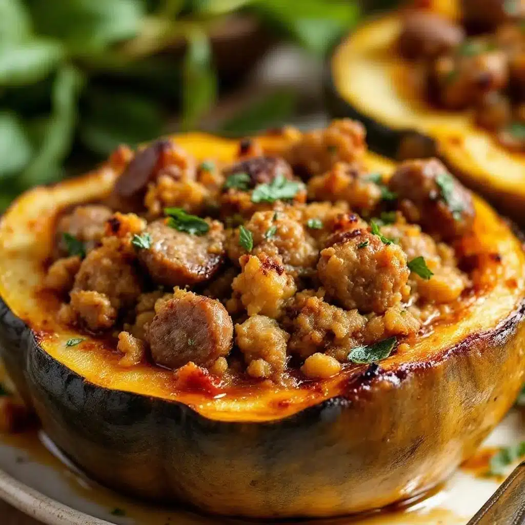 cozy sausage and sage stuffed acorn squash - featured image