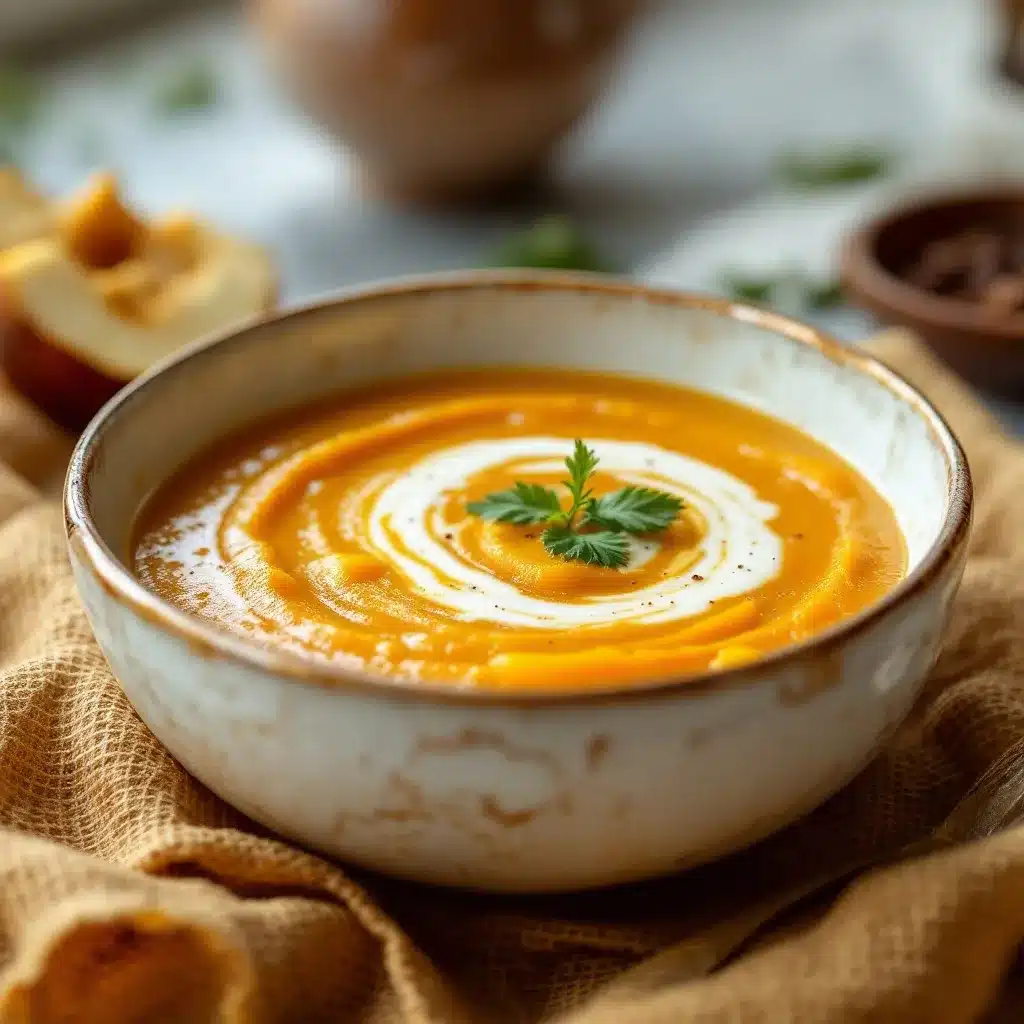 creamy acorn squash soup with coconut milk preparation steps